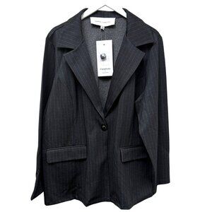 CURATIONS x Nicole Hickl Blazer Plus Size 2X Ponte Knit Black Pinstripe NWT